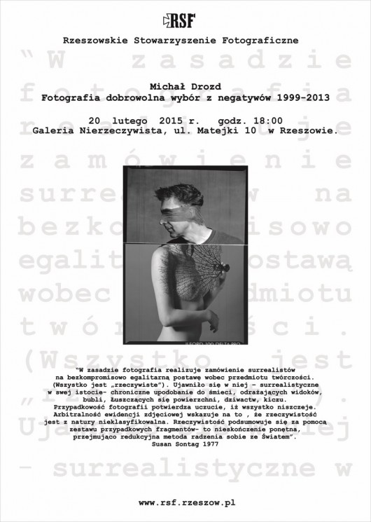 Wystawa fotografii Michała Drozda, Galeria Nierzeczywista w Rzeszowie, plakat (źródło: materiały prasowe organizatora)