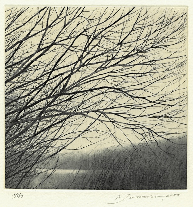 Shigeki Tomura, „The North Wind”, 2000, sucha igła /dry point, 14,5 x 14,5 cm (źródło: materiały prasowe organizatora)