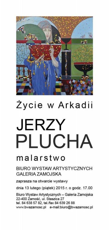 Jerzy Plucha, „Życie w Arkadii”, BWA Galeria Zamojska, zaproszenie na wystawę (źródło: materiały prasowe organizatora)