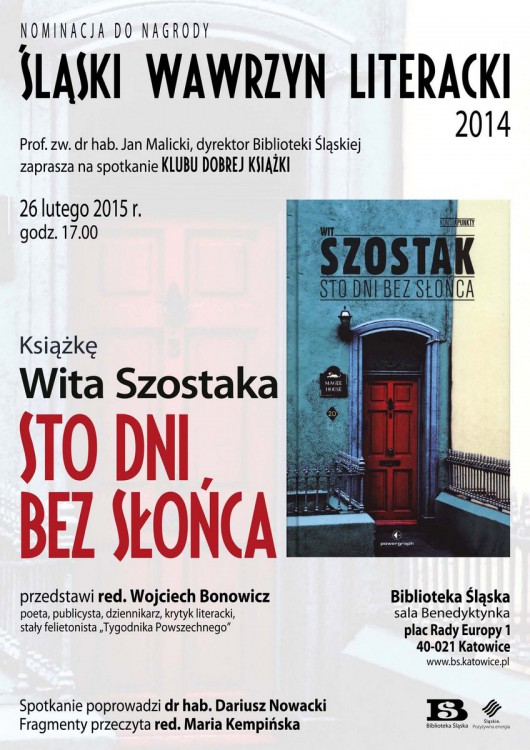 Klub Dobrej Książki: Wit Szostak, „Sto dni bez słońca” – plakat (źródło: materiały prasowe)