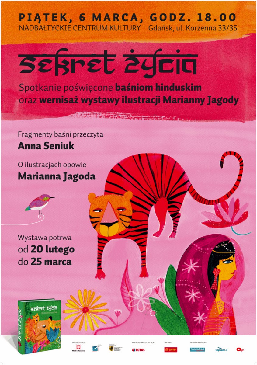 „Sekret życia. Baśnie hinduskie”, Nadbałtyckie Centrum Kultury w Gdańsku, plakat wystawy (źródło: materiały prasowe organizatora)