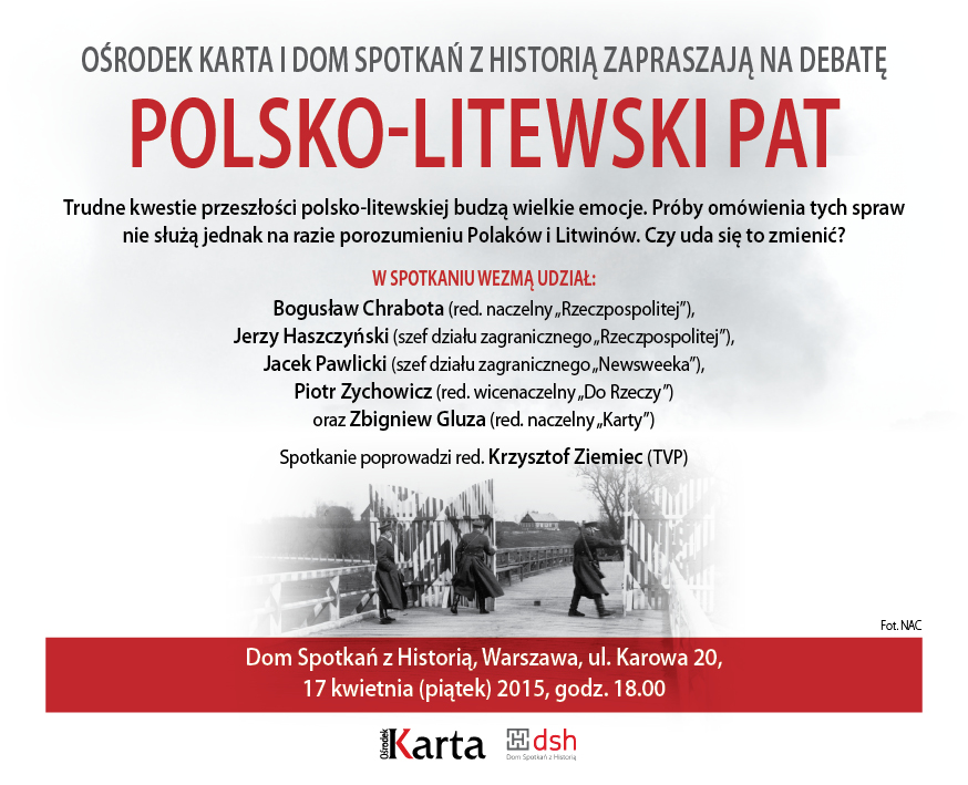 Debata „Polsko-litewski pat” – zaproszenie (źródło: mat. pras. Ośrodka Karta)