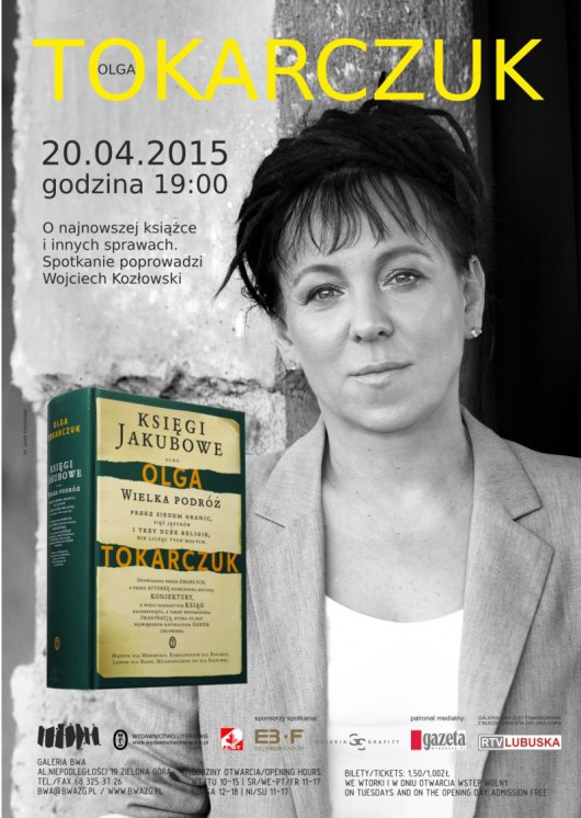 Spotkanie z Olgą Tokarczuk – plakat (źródło: materiał prasowy organizatora)