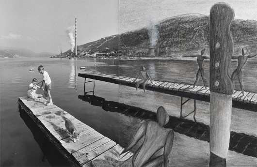 Francesco Mangiaracin, „Transpozycja wizualna 108”, mixed media: fotografia, rysunek, 50 x 70 cm, 2012 (źródło: materiały prasowe organizatora)