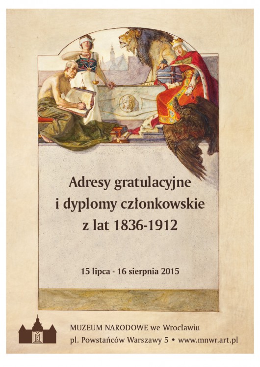 „Adresy gratulacyjne i dyplomy członkowskie z lat 1836–1912” – plakat (źródło: materiały prasowe organizatora)