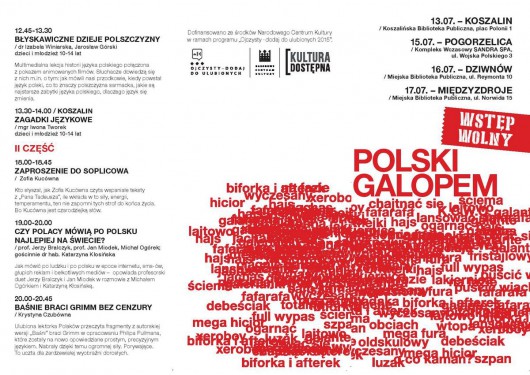 „Język polski galopem – wakacje z ojczystym” – ulotka (źródło: materiały prasowe)