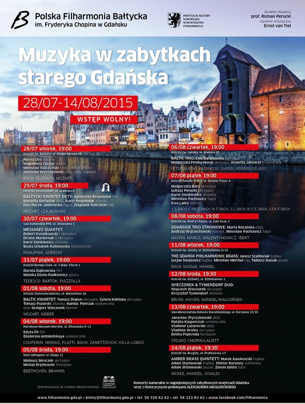 Muzyka w Zabytkach Starego Gdańska – plakat (źródło: materiały prasowe organizatora)