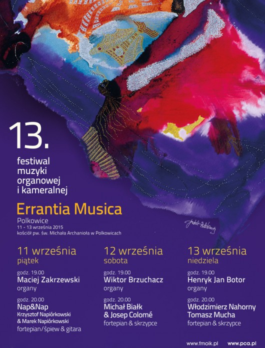 13. Festiwal Muzyki Organowej i Kameralnej Errantia Musica – plakat projektu Jana Kantego Pawluśkiewicza (źródło: materiały prasowe organizatora)