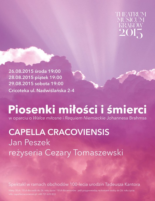 „Piosenki miłości i śmierci”, Theatrum Musicum Kraków 2015 – plakat (źródło: materiały prasowe)