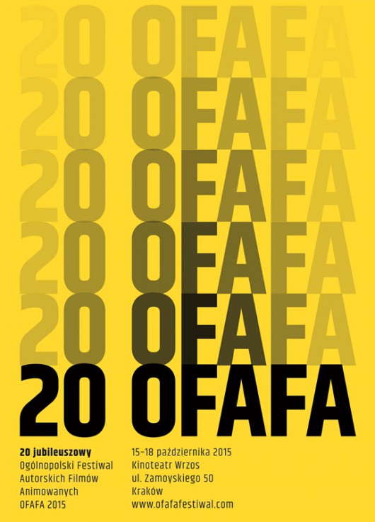 20. Ogólnopolski Festiwal Autorskich Filmów Animowanych OFAFA 2015 – plakat autorstwa Szymona Kiwerskiego (źródło: materiały prasowe)