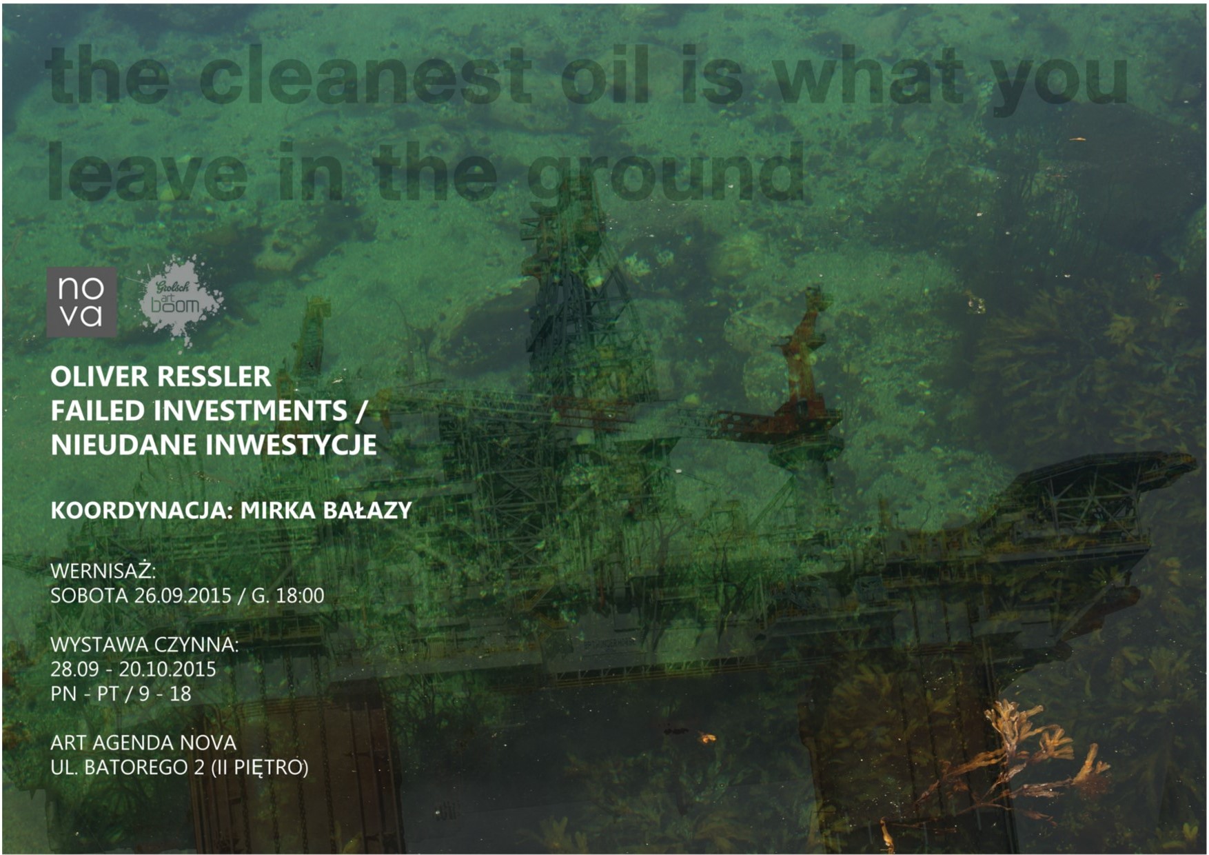 Oliver Ressler, wystawa „Failed Investments / Nieudane inwestycje”, plakat (źródło: materiały prasowe organizatora)