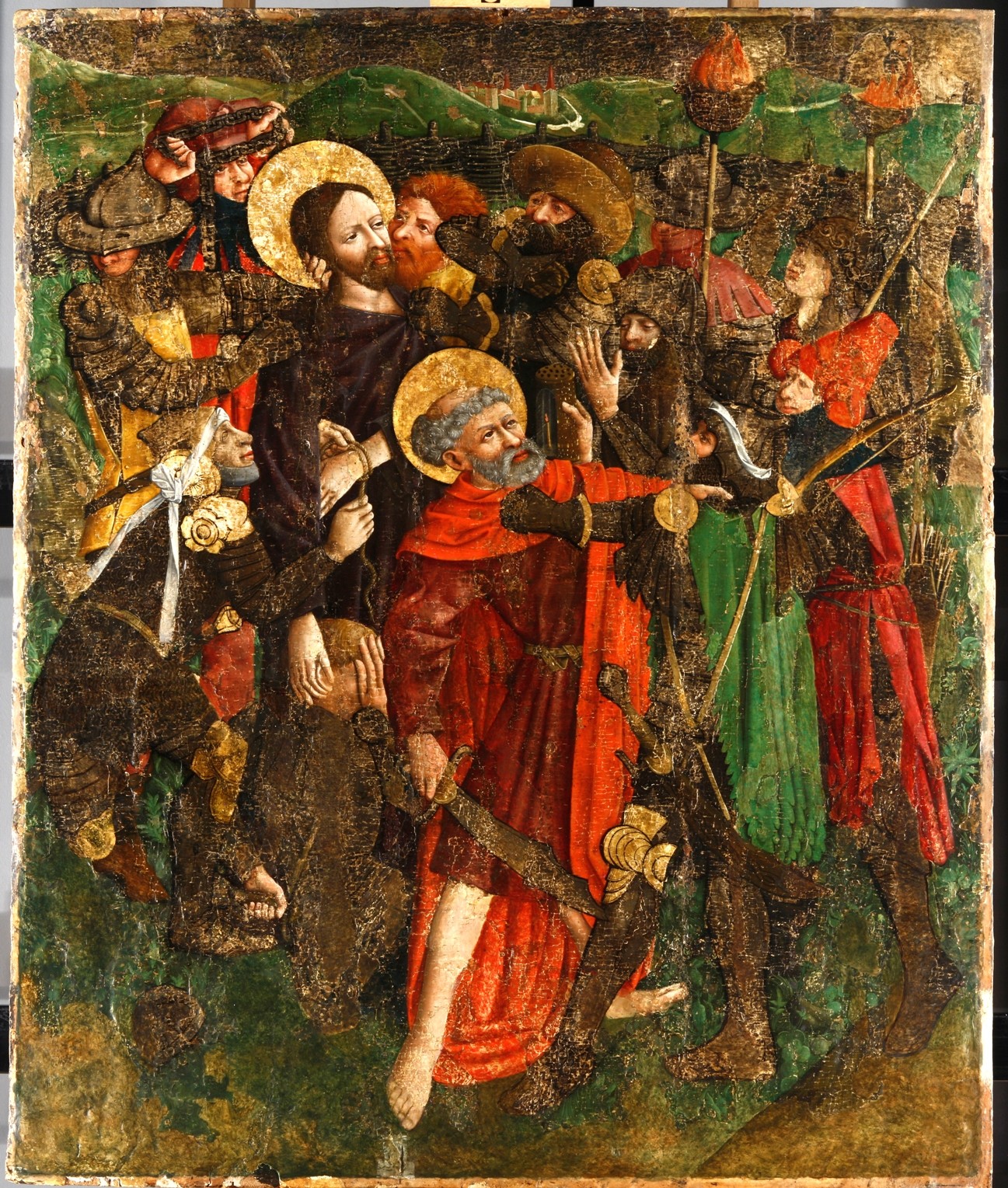 „Pojmanie Chrystusa” – fragment kwatery „Retabulum Augustiańskiego” Mikołaja Haberschracka, XV w. (źródło: materiały prasowe MNK)