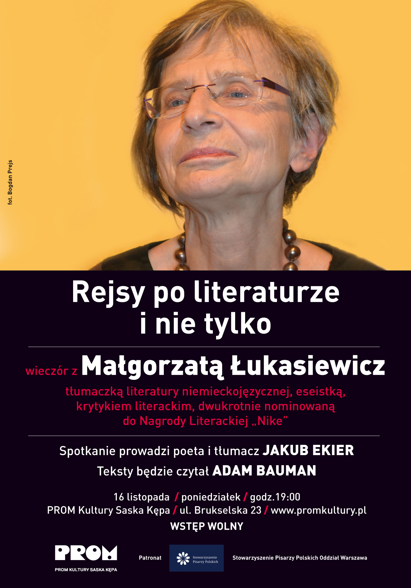 Rejsy po literaturze i nie tylko: Małgorzata Łukasiewicz – plakat (źródło: materiały prasowe organizatora)