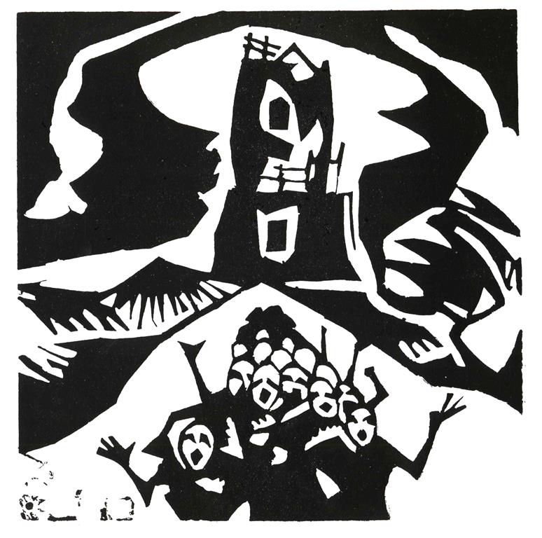 Stanisław Kubicki, „Wieża Babel II”, linoryt, 1917, Muzeum Okregowe im. Leona Wyczółkowskiego w Bydgoszczy (źródło: materiały prasowe)