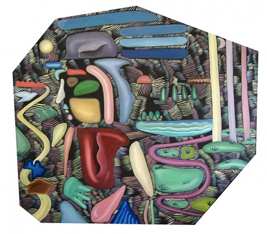 Ziemowit Fincek, „Dwie drogi”, 115x115 cm, sklejka, olej, 2014 (źródło: materiały prasowe)