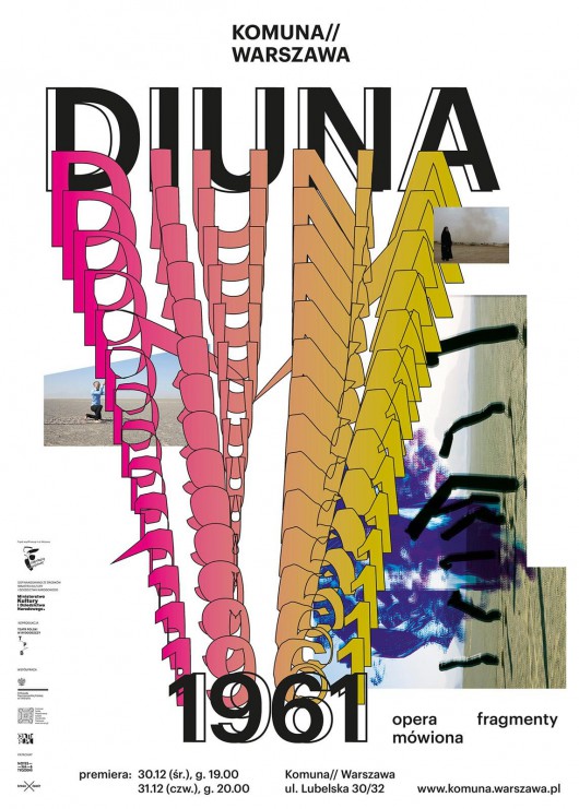 „Diuna 1961. Opera mówiona. Fragmenty” Komuna//Warszawa, plakat (źródło: materiały prasowe organizatora)