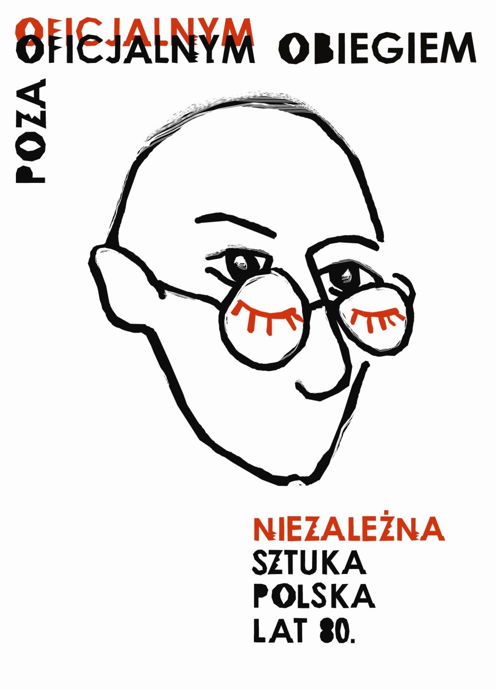 Wystawa „Poza oficjalnym obiegiem. Niezależna sztuka polska lat 80.”, plakat (źródło: materiały projektowe organizatora)