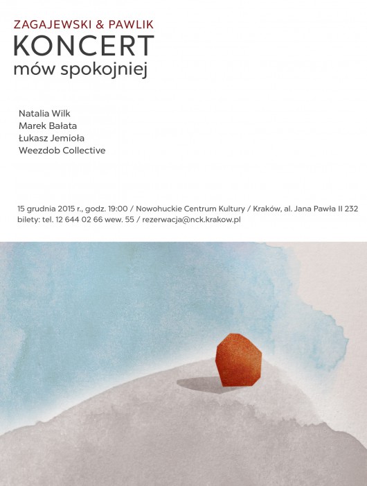 „Mów spokojniej” Zagajewski & Pawlik − plakat (źródło: materiały prasowe organizatora)