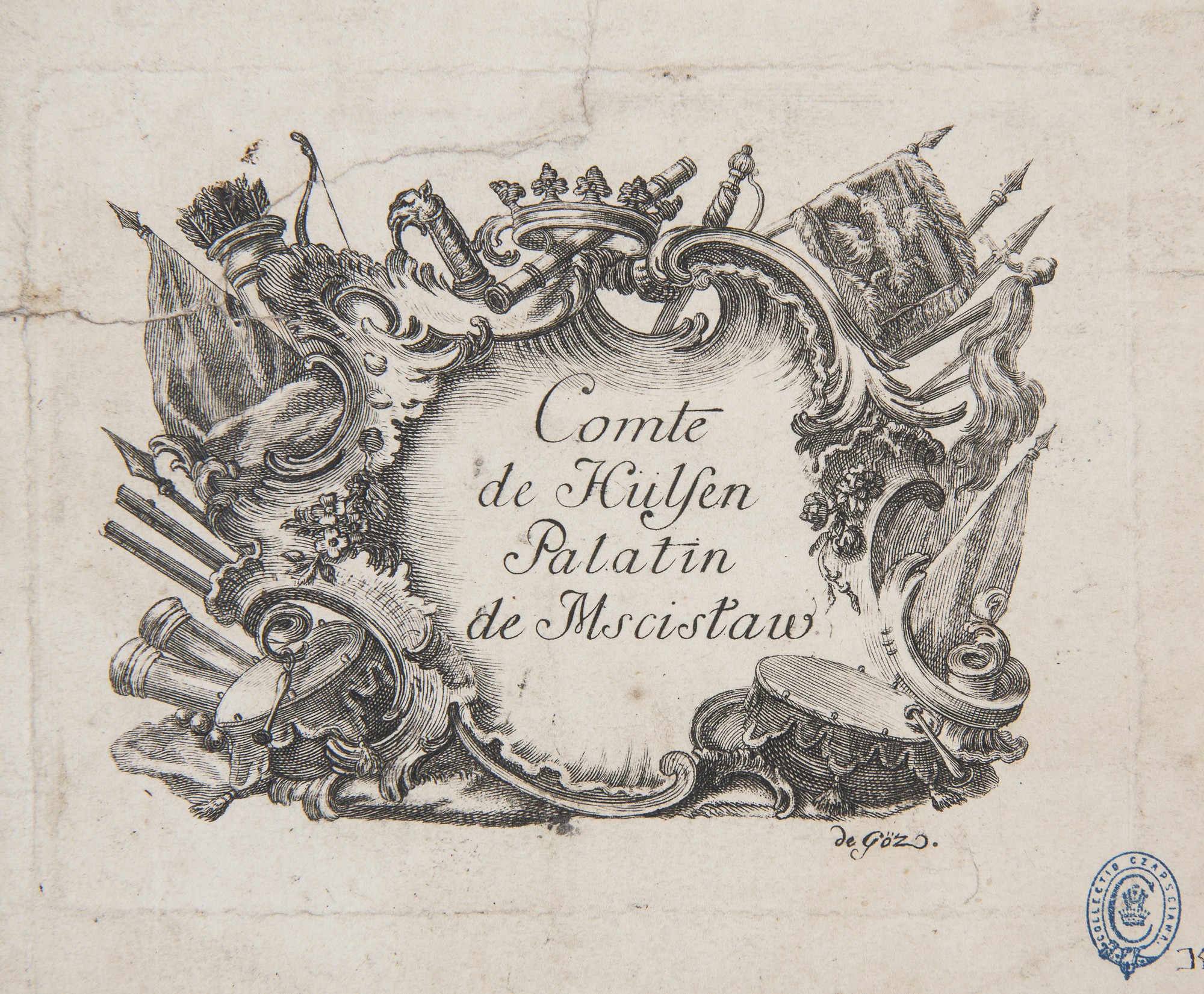 Ekslibris Józefa Hylzena , Niemcy, po 1770, Goez (Göz) Joseph Franz von (1754–1815), miedzioryt (źródło: materiały prasowe)