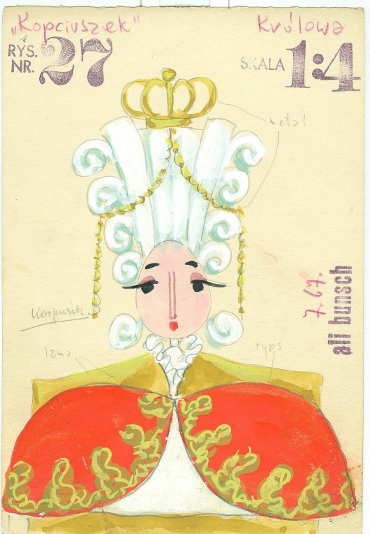 Ali Bunsch, Królowa – projekt lalki do „Kopciuszka”, 1967, własność Muzeum Archeologicznego i Etnograficznego w Łodzi (źródło: materiały prasowe)
