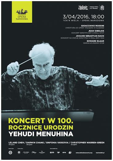 „Koncert w 100. rocznicę urodzin Sir Yehudi Menuhina” – plakat (źródło: materiały prasowe organizatora)