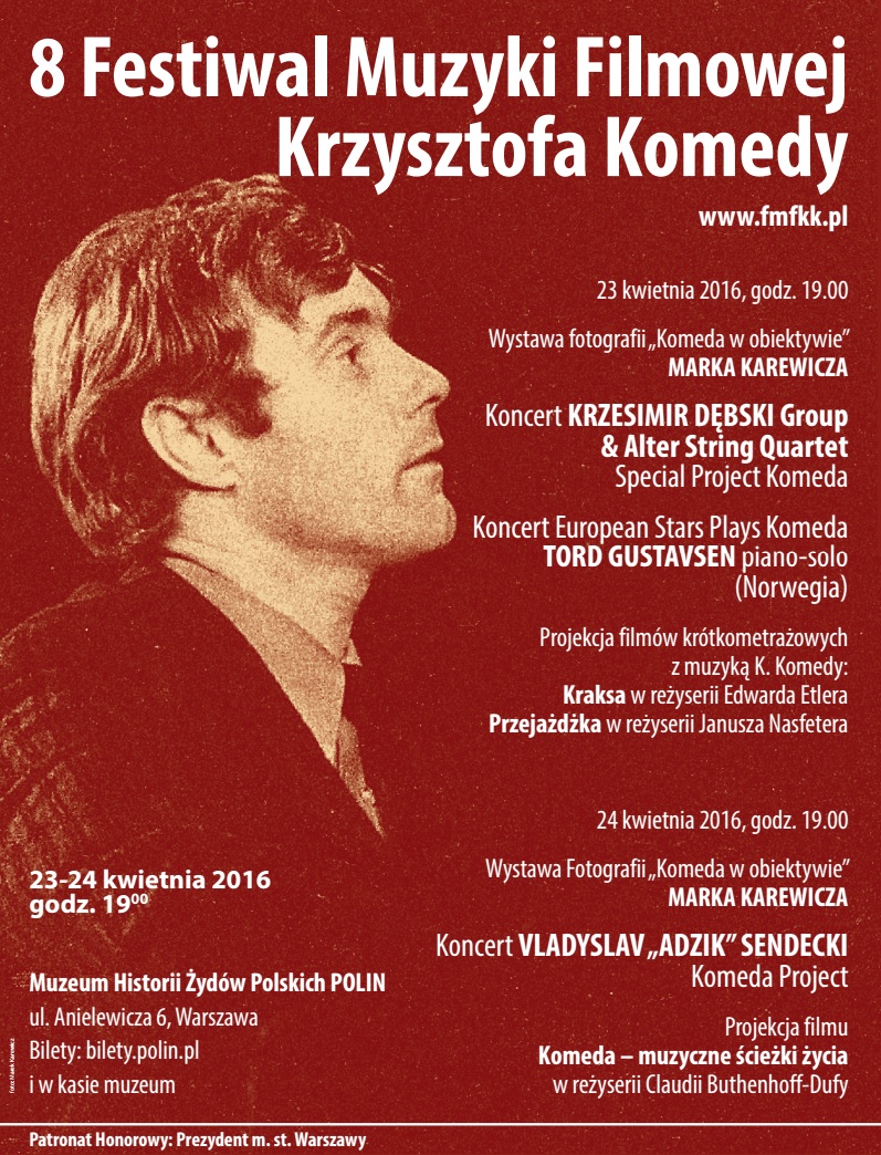 „8. Festiwal Muzyki Filmowej Krzysztofa Komedy” – plakat (źródło: materiały prasowe organizatora)