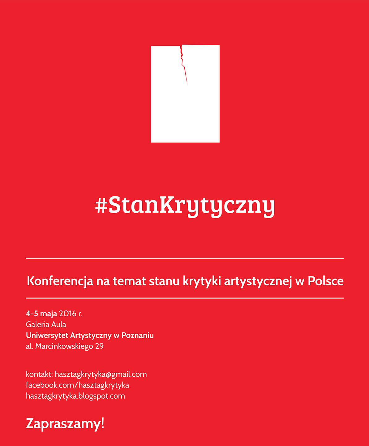 Konferencja #StanKrytyczny – plakat (źródło: materiały prasowe organizatora)