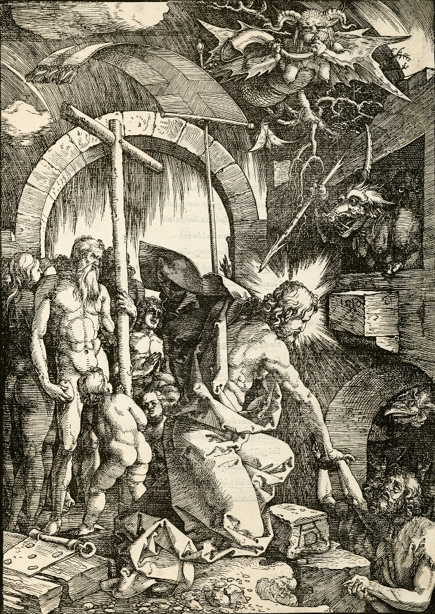 Albrecht Dürer, „Chrystus w otchłani”, 1511, z cyklu „Wielka Pasja Chrystusa”, papier, drzeworyt wzdłużny, 39,8 x 28,4 cm, Muzeum Narodowe w Gdańsk (źródło: materiały prasowe organizatora)