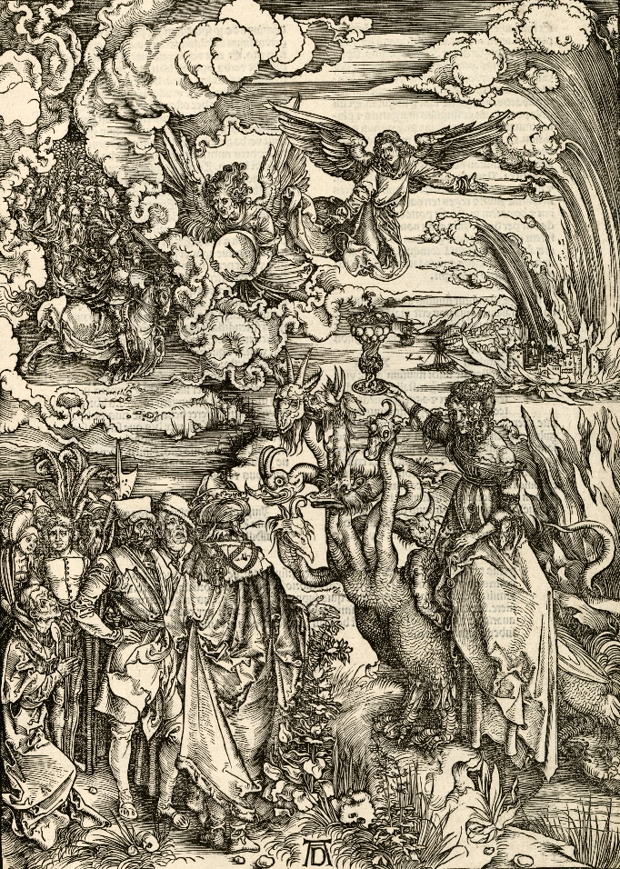 Albrecht Dürer, „Nierządnica babilońska”, 1511, z cyklu „Apocalypsis cum figuris”, papier, drzeworyt wzdłużny, 39,5 x 28,2 cm, Muzeum Narodowe w Gdańsku (źródło: materiały prasowe organizatora)