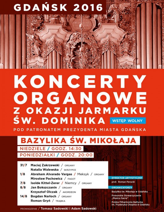 „Koncerty organowe z okazji Jarmarku św. Dominika” – plakat (źródło: materiały prasowe organizatora)