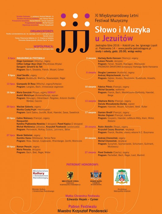 „XI Międzynarodowy Letni Festiwal Muzyczny Słowo i muzyka u Jezuitów” – plakat (źródło: materiały prasowe organizatora)