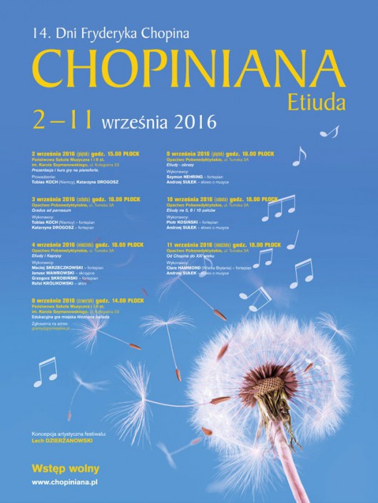 „Chopiniana – 14. Dni Fryderyka Chopina” – plakat (źródło: materiały prasowe organizatora)
