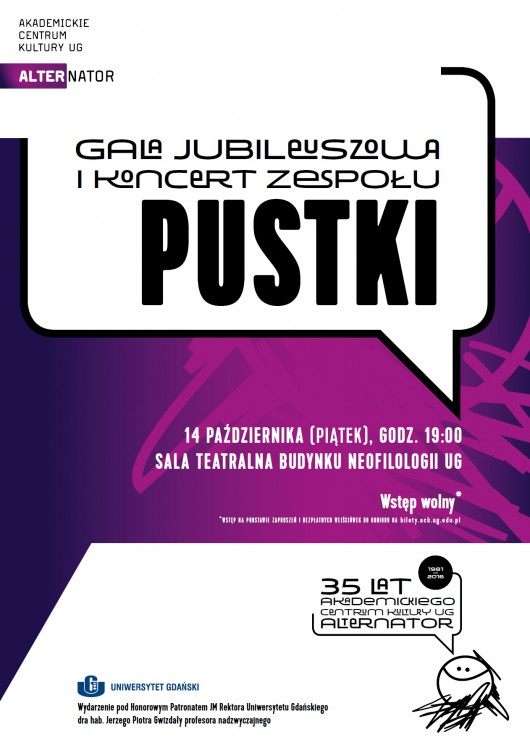„Gala Jubileuszowa i koncert zespołu Pustki” – plakat (źródło: materiały prasowe organizatora)