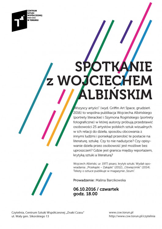 Literaci po godzinach: Wojciech Albiński – plakat (źródło: materiały prasowe organizatora)