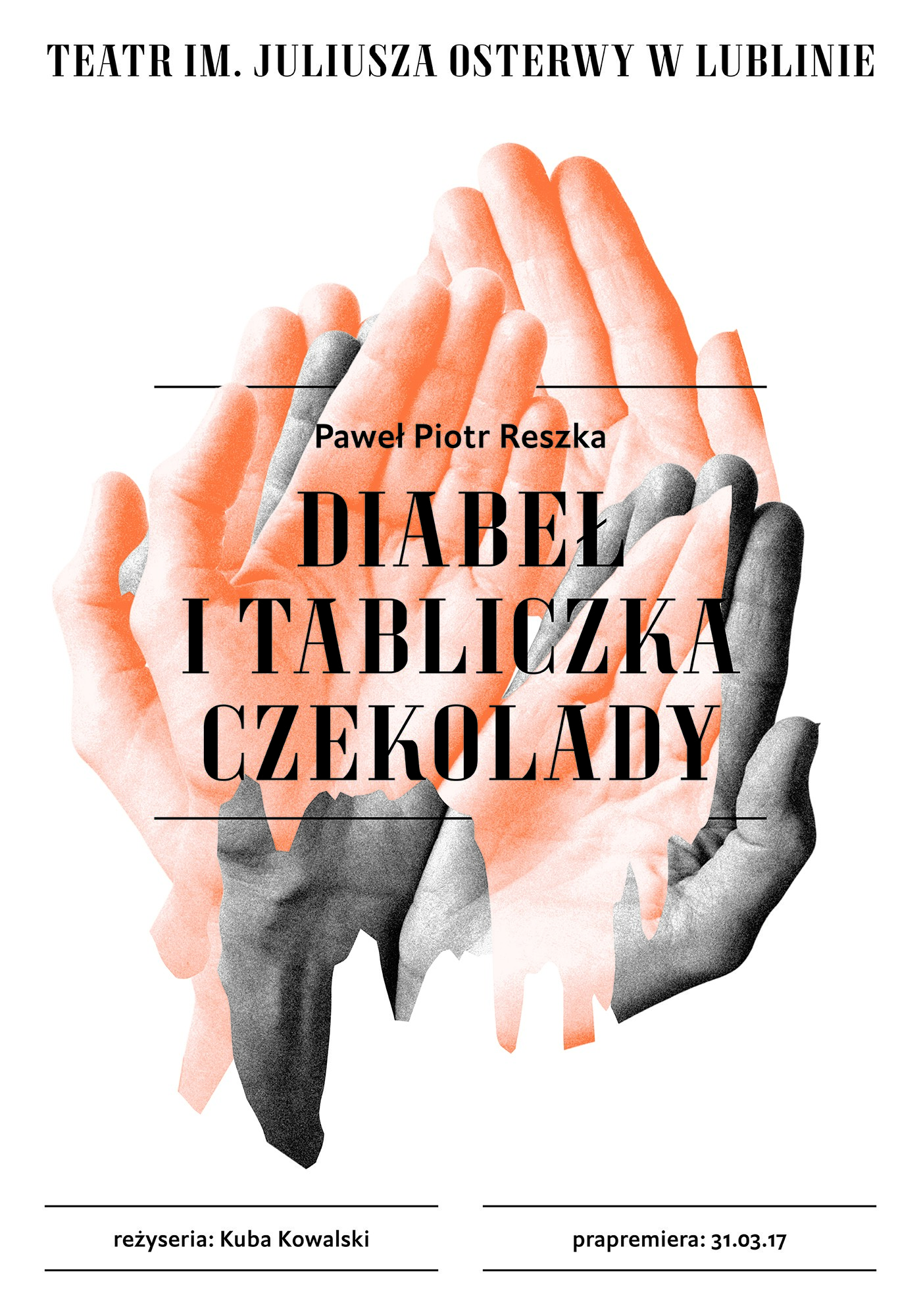 „Diabeł i tabliczka czekolady”, reż. Kuba Kowalski – plakat (źródło: materiały prasowe teatru)