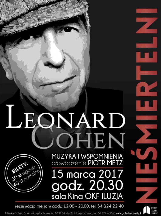Leonard Cohen – spotkanie z cyklu „Nieśmiertelni” – plakat (źródło: materiały prasowe organizatora)