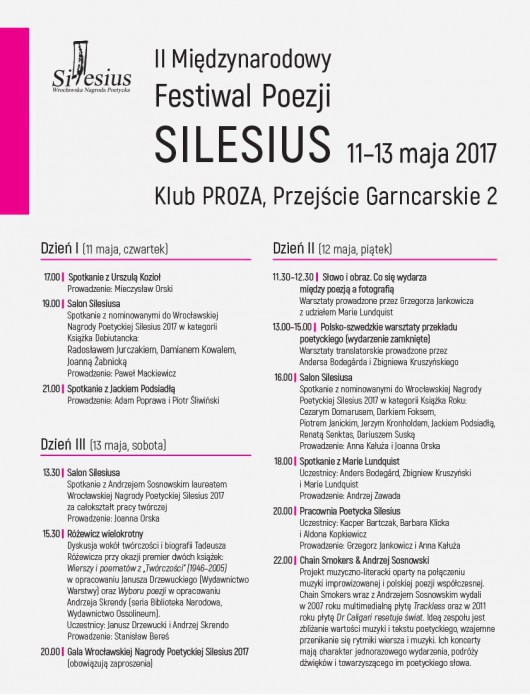 II Międzynarodowy Festiwal Poezji Silesius (źródło: materiały prasowe organizatora)