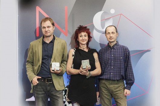 Laureaci Nagrody Literackiej Gdynia: Krzysztof Siwczyk, Salcia Hałas, Michał Sobol, fot. Bogna Kociumbas (źródło: materiały prasowe)