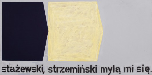 Paweł Susid (1952), „Strzemiński i Stażewski mylą mi się”, 1986/2008; akryl, płótno; 50 x 100; własność autora; fot. Marcin Kucewicz (źródło: materiały prasowe organizatora)
