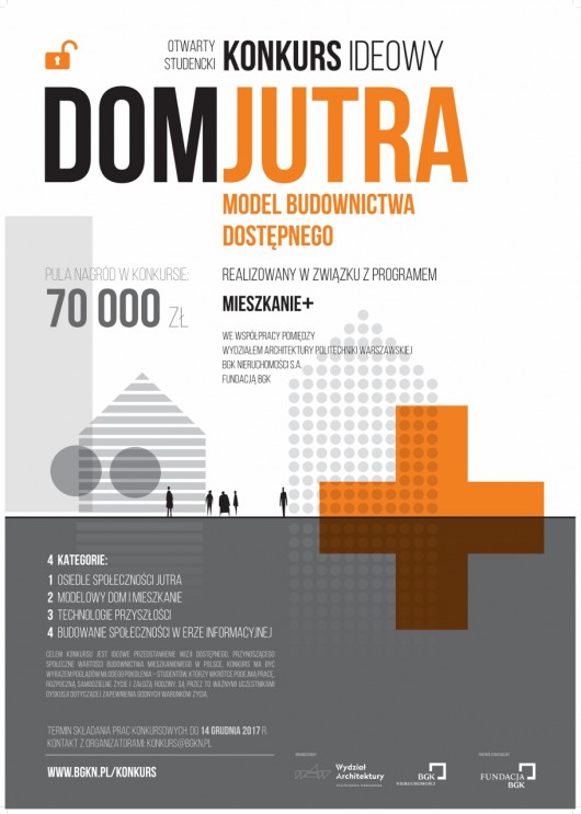 Konkurs „Dom jutra. Model budownictwa dostępnego” – plakat (źródło: materiały prasowe organizatora)