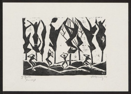 Stefan Szmaj (1893–1970), „Taniec wśród drzew”, ryc. 5 z cyklu „Topole – Cykl II” (źródło: materiały prasowe organizatora)