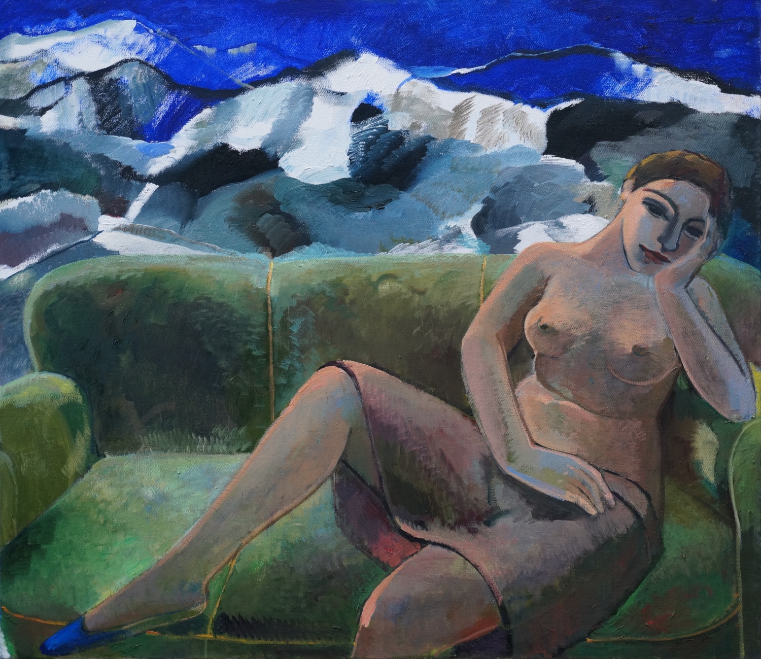 Anna Karpowicz-Westner, „Zielona sofa w Hof”, olej na płótnie, 100 x 115 cm, 2014 (dzięki uprzejmości artystki)