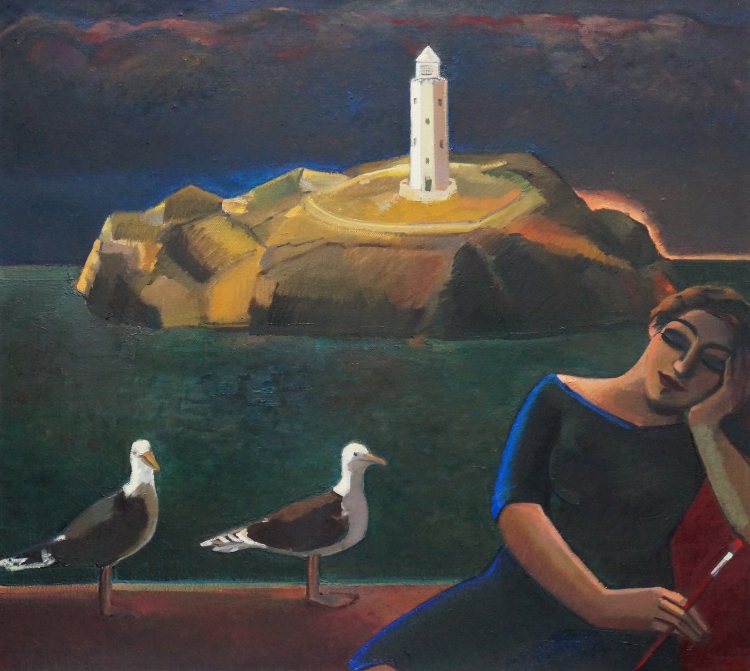 Anna Karpowicz-Westner, „Odwiedziny” z cyklu „Latarnia morska”, olej na płótnie, 90 x 100 cm, 2017 (dzięki uprzejmości artystki)