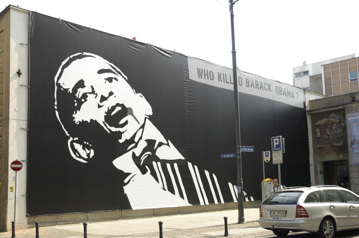 Peter Fuss, „Who killed Barack Obama?”, OUT OF STH Artyści Zewnętrzni, 2008 (źródło: materiały prasowe organizatora)