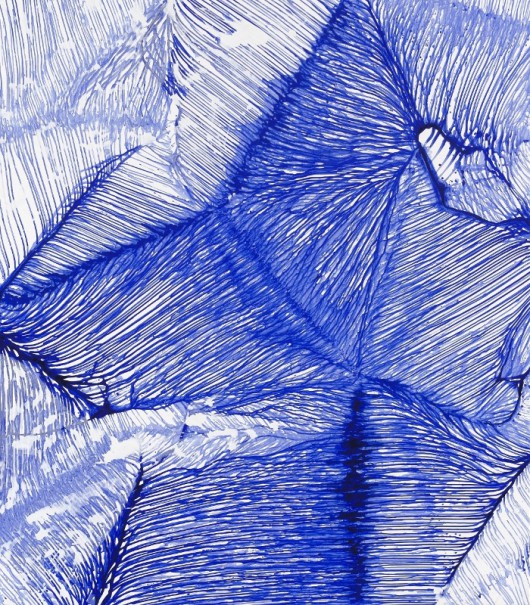 Urszula Wilk, Seria Bluemetrie nr 13, płótno, akryl, olej, 200 x 175 cm, 2014 (źródło: materiały prasowe organizatora)