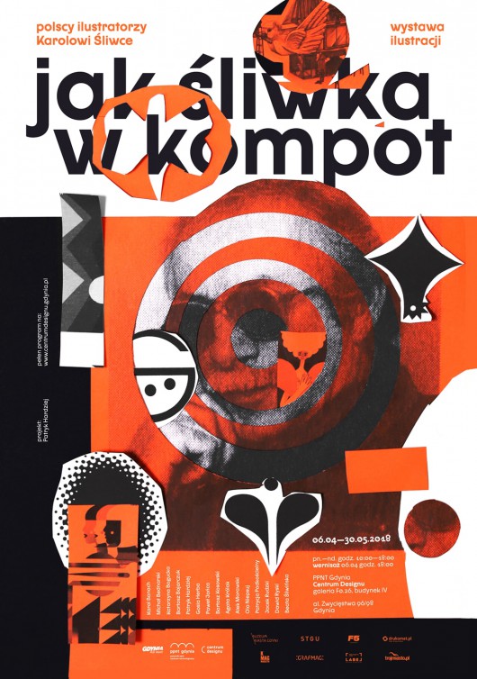 „Jak śliwka w kompot. Polscy ilustratorzy Karolowi Śliwce”, PPNT Gdynia, Centrum Designu, plakat (źródło: materiały prasowe organizatora)
