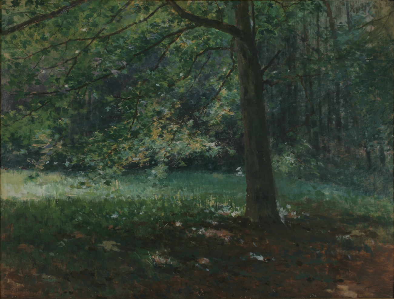 Antonín Slavíček (1870-1910), „Z bechyňskiego parku (Pod drzewami I)”, 1895, tempera, deska, KGVUZ (źródło: materiały prasowe organizatora)