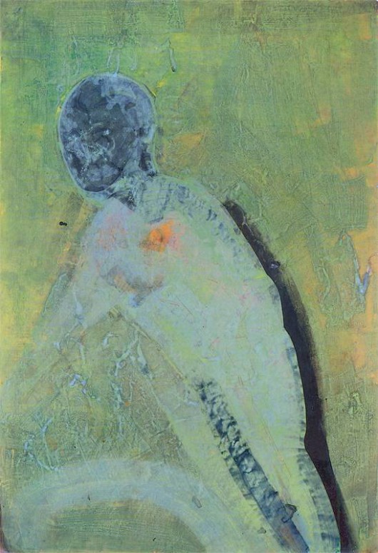 Sabine Herrmann, „Pozostawienie siebie”, 1996, pigmenty, mieszane media na papierze czerpanym, Foto: Uwe Walter, Berlin, © VG Bild-Kunst, Bonn 2018 (źródło: materiały prasowe organizatora)