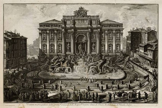Giovanni Battista Piranesi, „Fontanna di Trevi w Rzymie”, 1733, akwaforta, fot. © MNG  (źródło: materiały prasowe organizatora) 