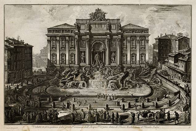 Giovanni Battista Piranesi, „Fontanna di Trevi w Rzymie”, 1733, akwaforta, fot. © MNG (źródło: materiały prasowe organizatora)